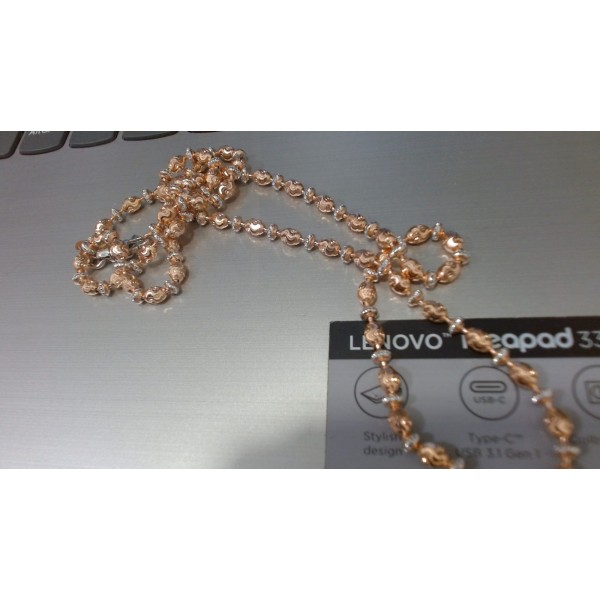 Cadena bolas rosas de oro 18k 60 cm